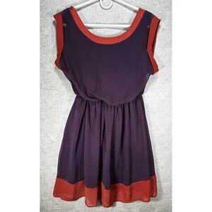 Lush Dress Blouson Feminine Polka Dots Bare Back  Purple Pink Sleeveless Size XS